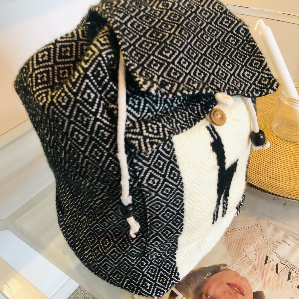 Vintage knit backpack bag